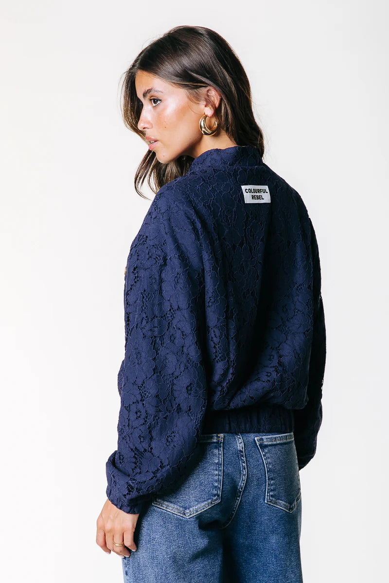Colourful Rebel | Lois Lace Bomber Jacket - Navy (WJ117517)