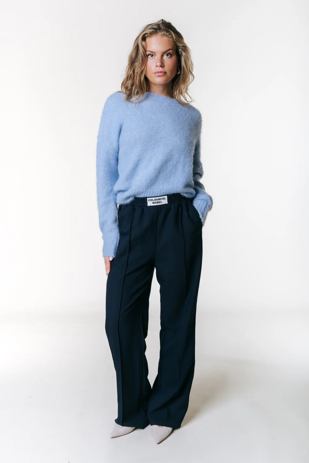 Colourful Rebel | Olivia Crewneck Knitted Sweater - (WK117655) Ice Blue