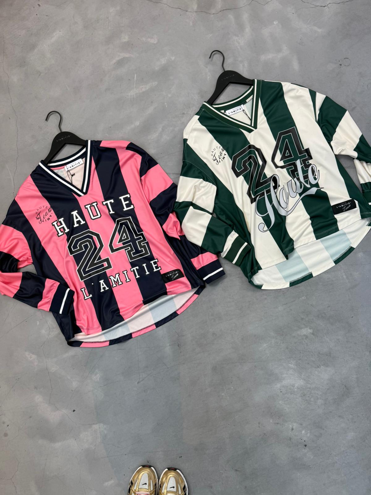 Haute L'amitié | HL24 Stripe Football Blouse - Navy/Pink