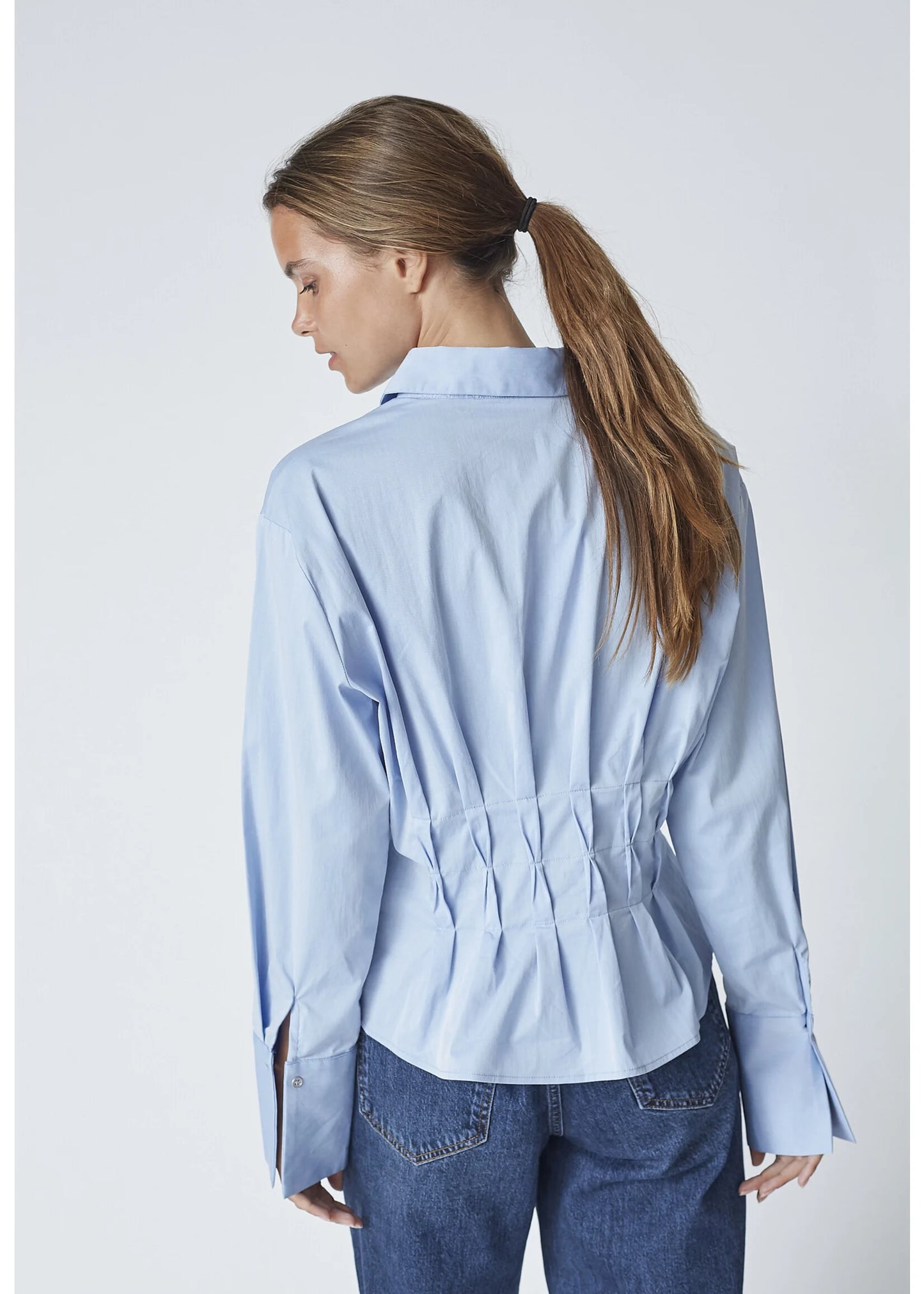Co'Couture | PoppyCC Pleat Waist Shirt - Pale Blue