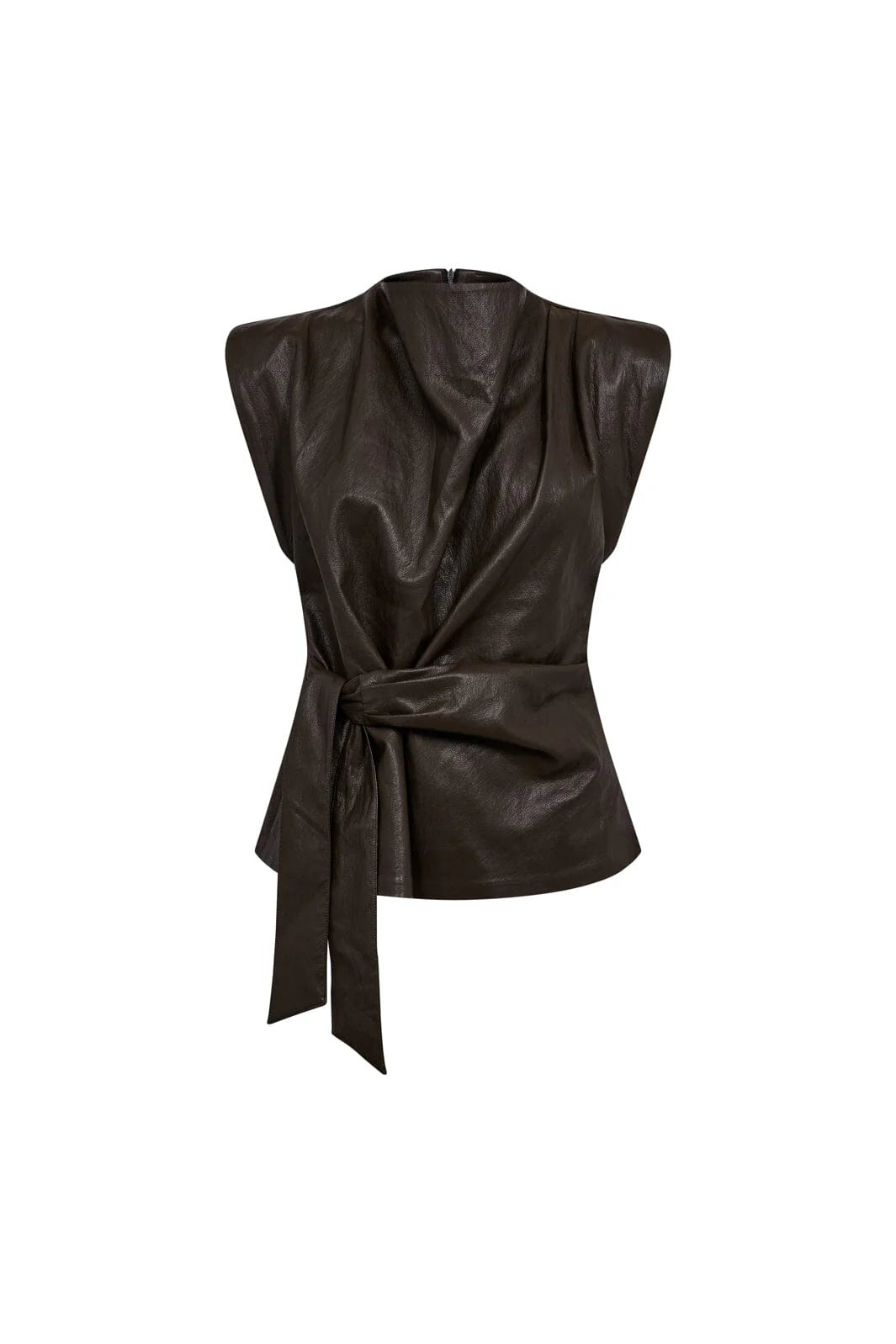 Co'couture | GittCC Pleat Top - Dark Brown (35958)