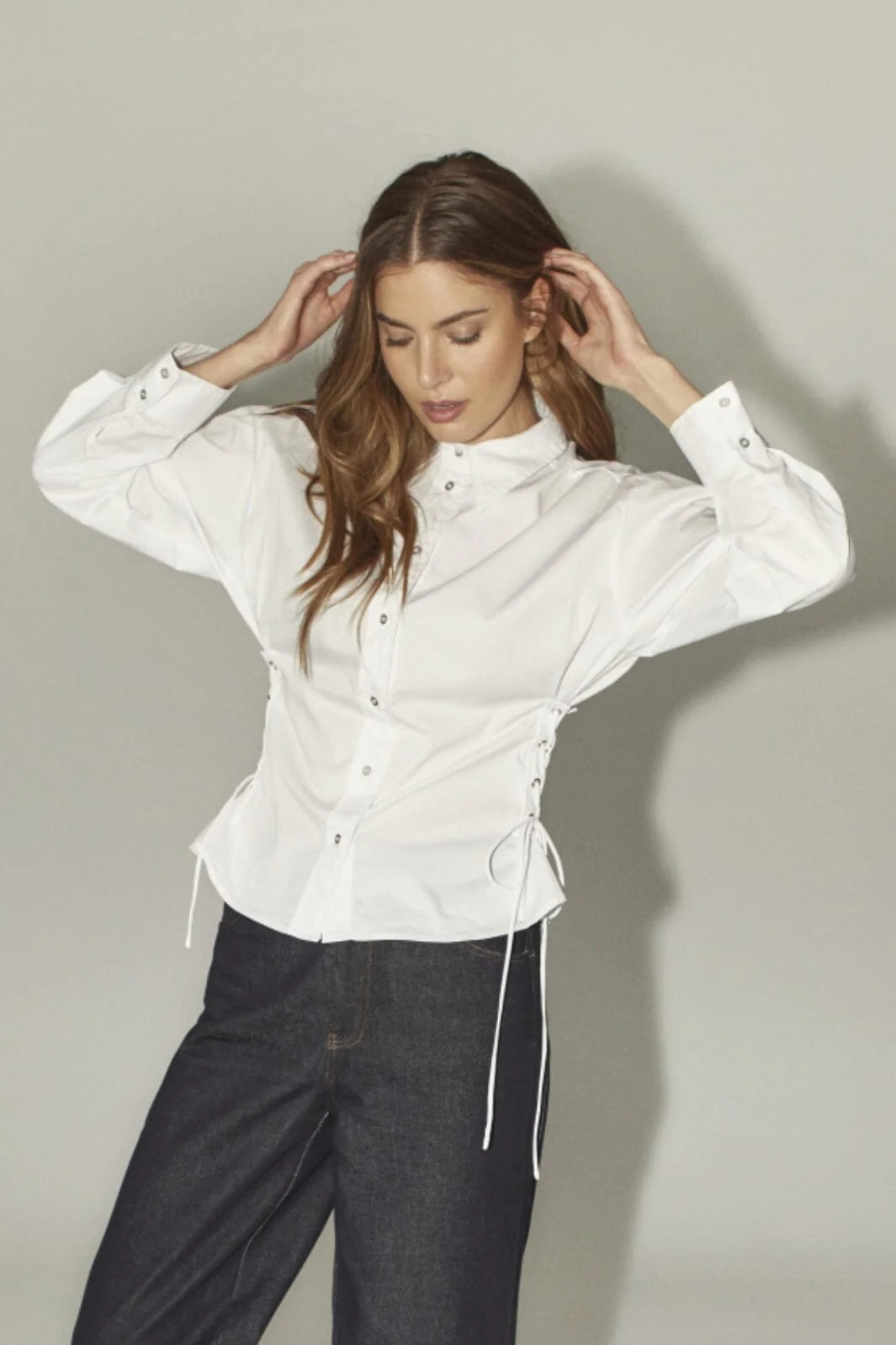 Co'couture | PoppyCC Eyelet Tie Shirt - White