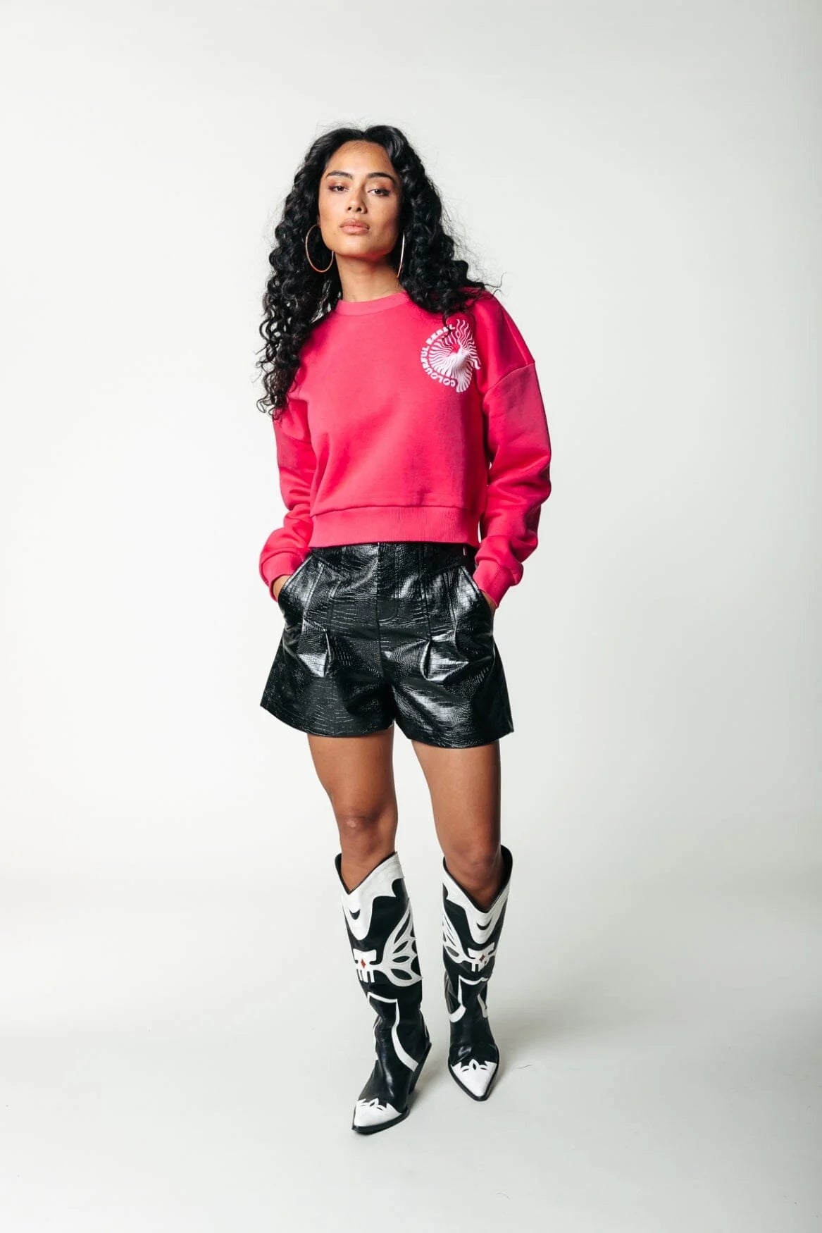 Colourful Rebel | Linde Croco Vegan Leather Short - Black