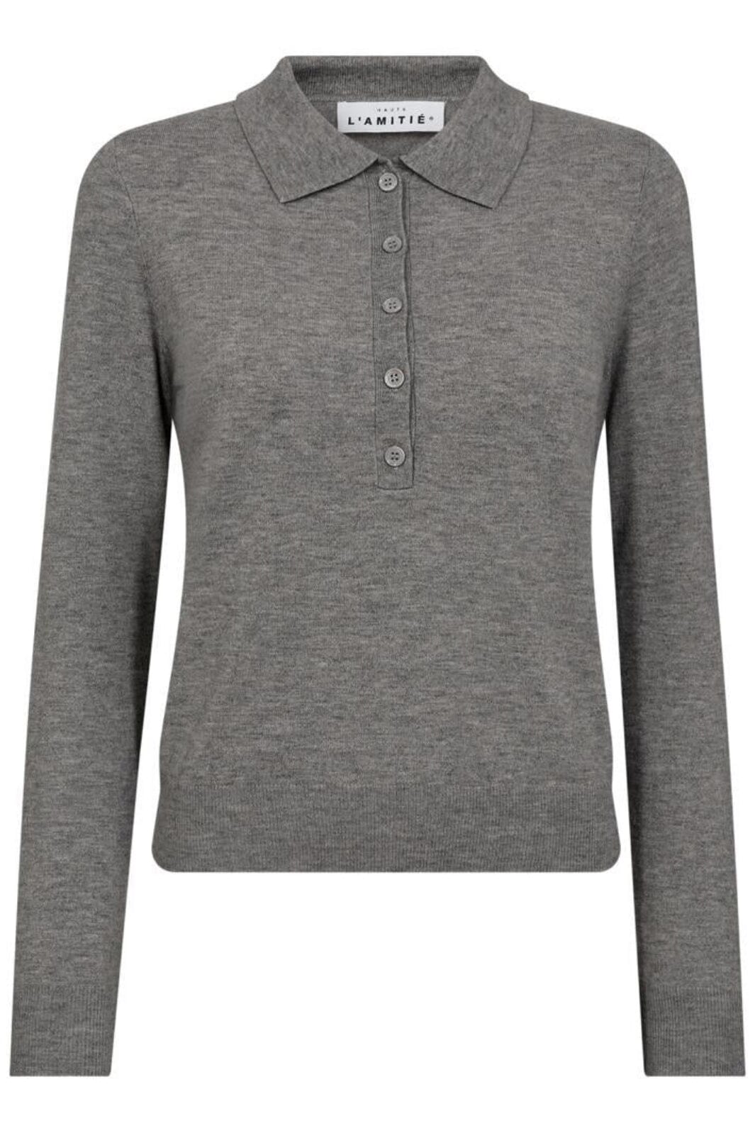 Haute L'Amitié | Premiere LS Polo Knit - Mid grey
