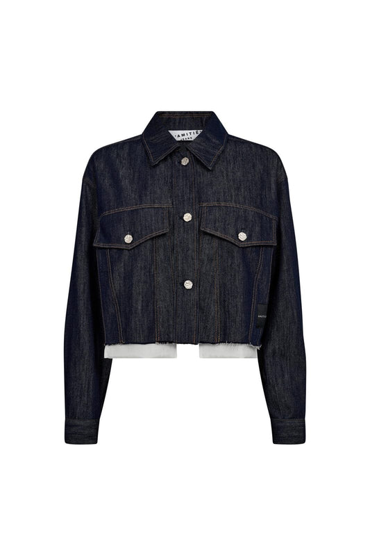 Haute L'Amitié | Denim Cargo Crop Shirt - Dark Denim HL10318