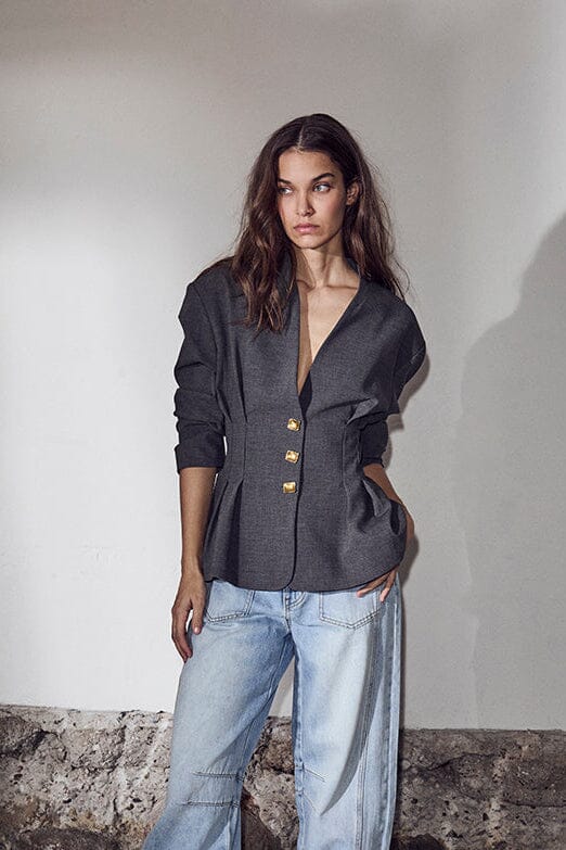 Haute L'amitié | Enna Waist Pleat Blazer - Antracit