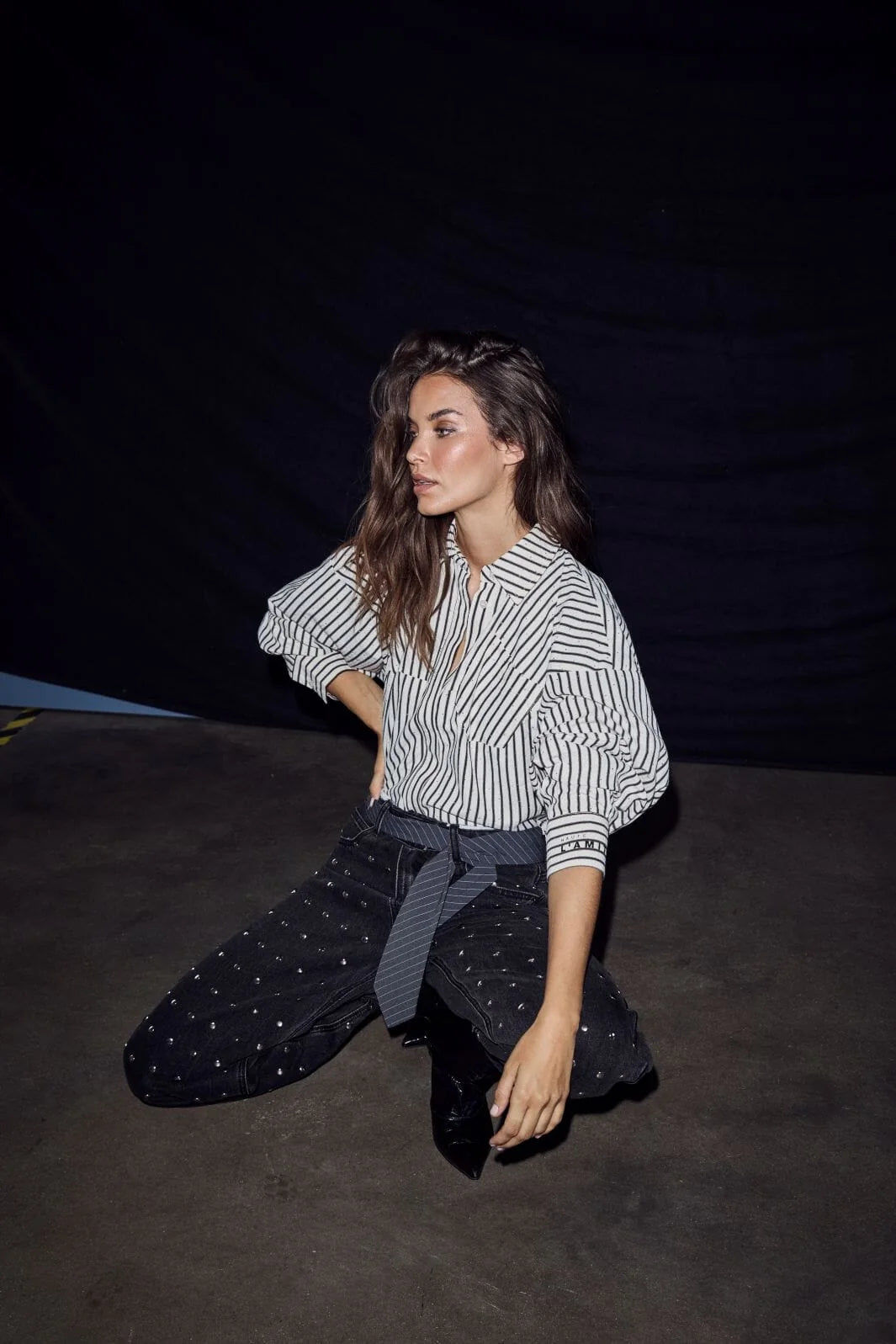 Haute L'Amitié | Flip Waist Rivet Tall Jeans - Black