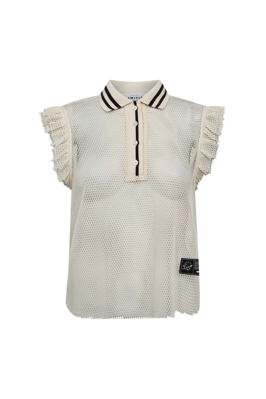 Haute l'Amitie | Net Frill Polo Top - Off-White