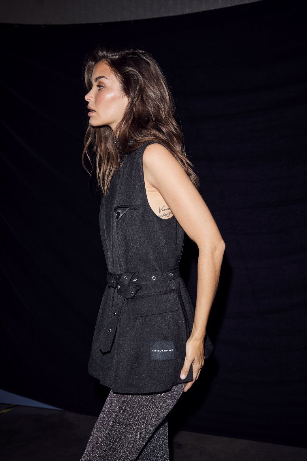 Haute L'Amitié | Premiere Peplum Belt Vest - Black