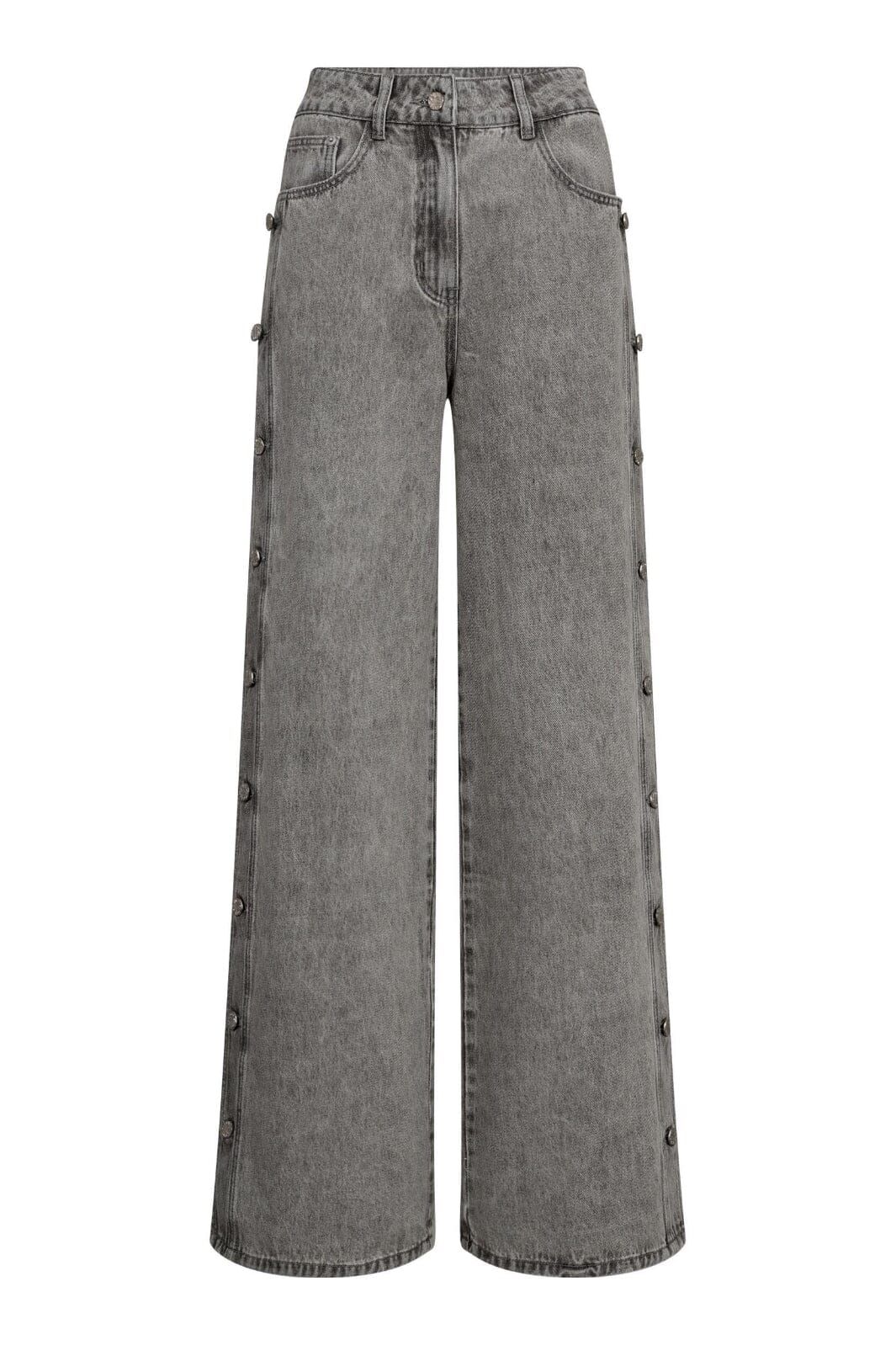 Haute L'Amitié | Side Panel Button Tall Jeans - Light Grey