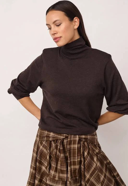 Co'Couture | CoryCC Padded Roll Neck Knit - Dark Brown (500213)