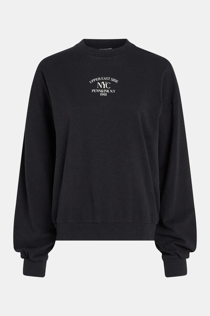 Penn & Ink | Sweater Prin (W24F1509) Blackish - Ecru opdruk