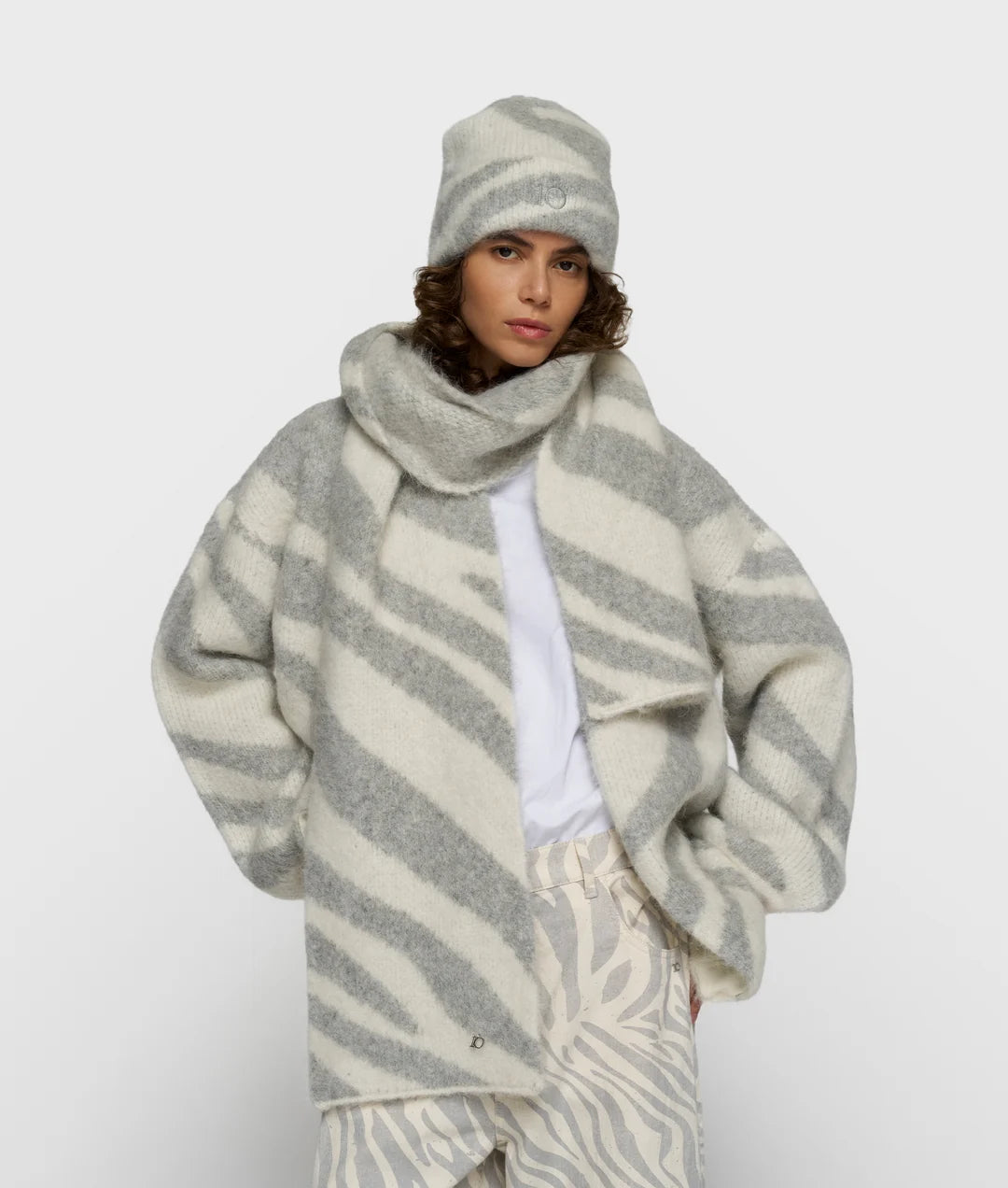 10DAYS | Knit scarf zebra - ecru