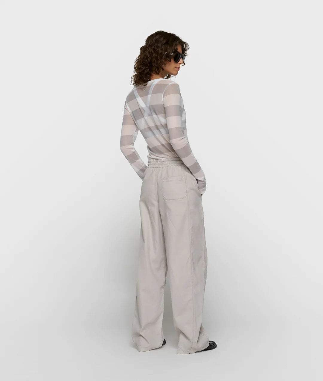 10DAYS | Mesh long sleeve stripes - White/ston