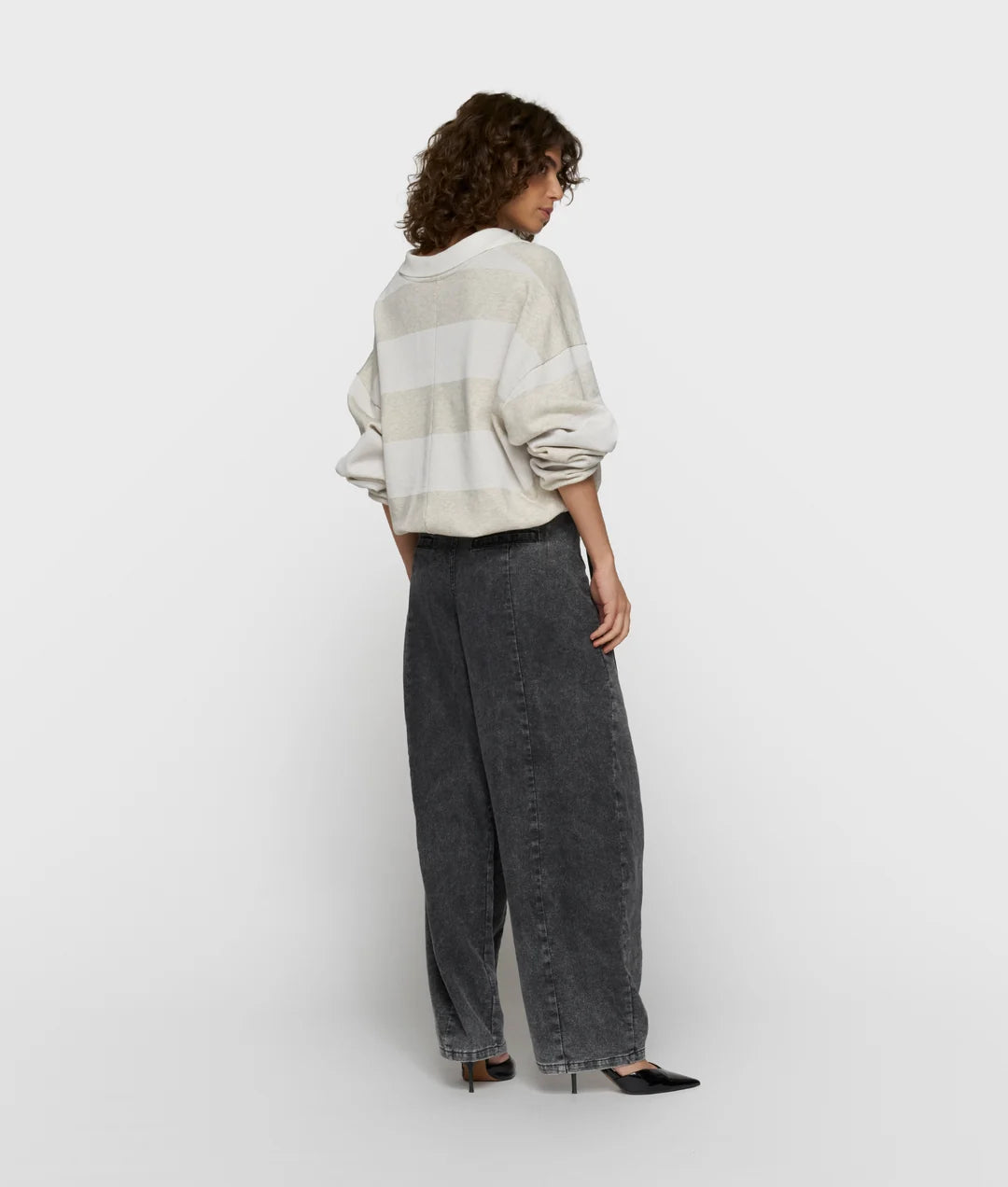 10DAYS | Balloon sweater stripes - soft white