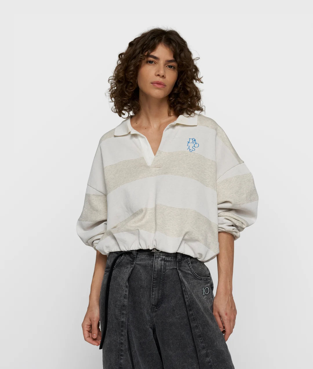 10DAYS | Balloon sweater stripes - soft white