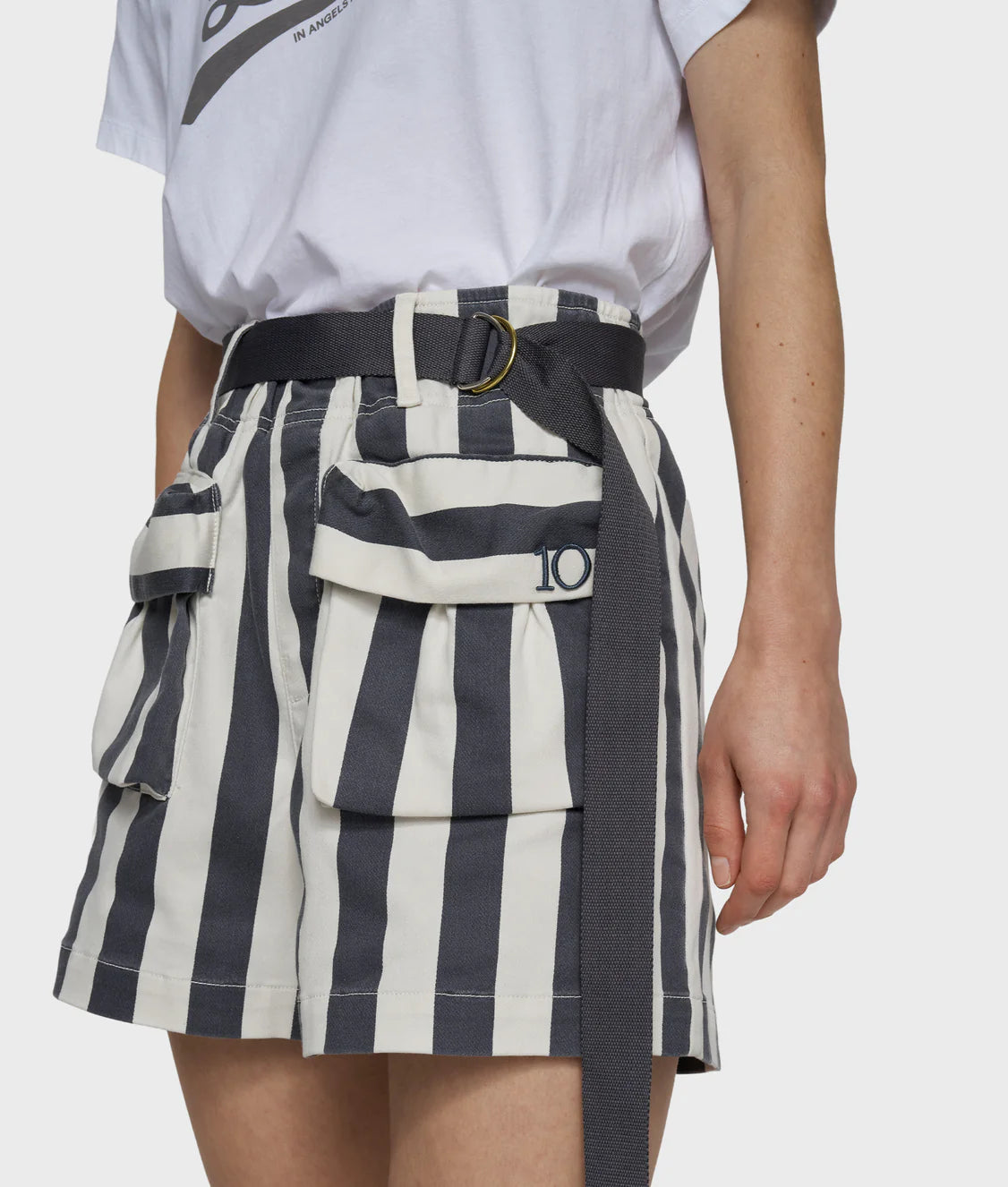 10DAYS | Utility Shorts Stripes - Ecru/Steel (20-200-6203)
