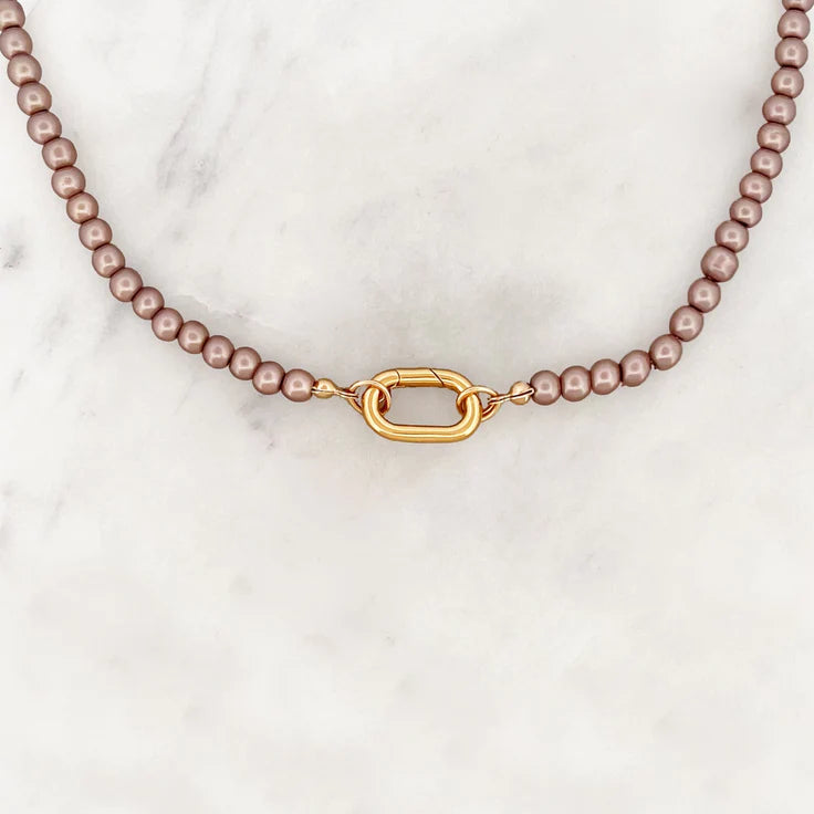 Choker Taupe Pearls Clasp