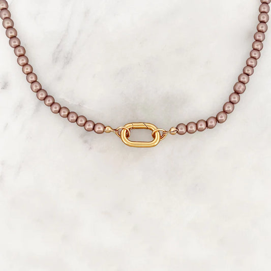 Choker Taupe Pearls Clasp