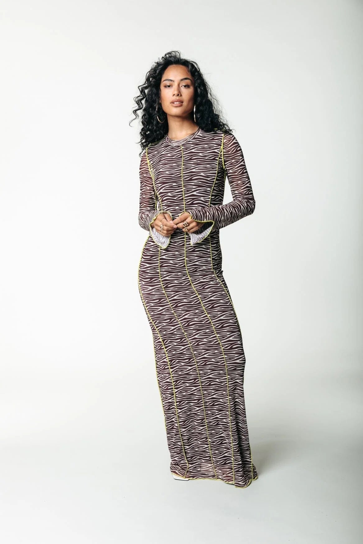 Colourful Rebel | Maude zebra mesh dress | Dark brown