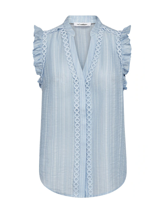 Co'Couture | ReggieCC Frill Top - Pale Blue (45120)