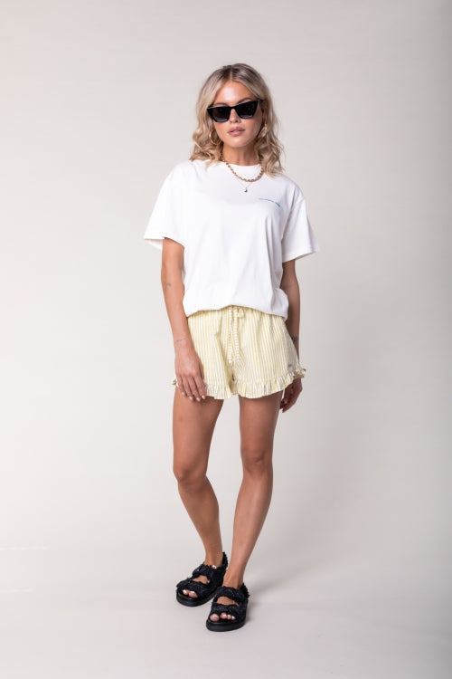 Colourful Rebel | Sensa Striped Ruffle Short - Yellow