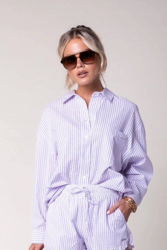 Colourful Rebel | Vicky Striped Blouse - Pastel Lilac
