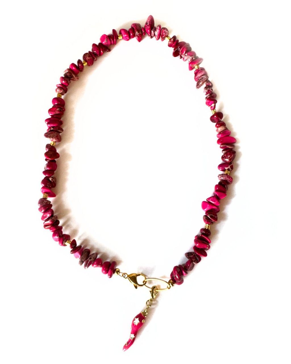 Lisa-Marie | Gem Necklace - Jaspis Edelsteen (Rood of Roze)