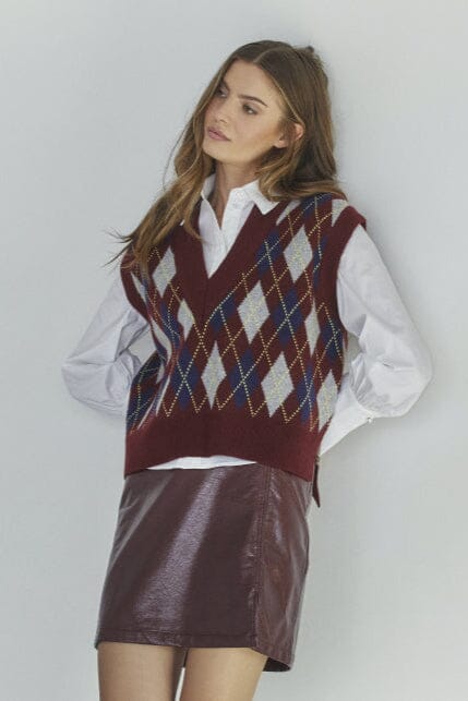 Co’Couture | Rowcc Check Vest  - Winered (32213)