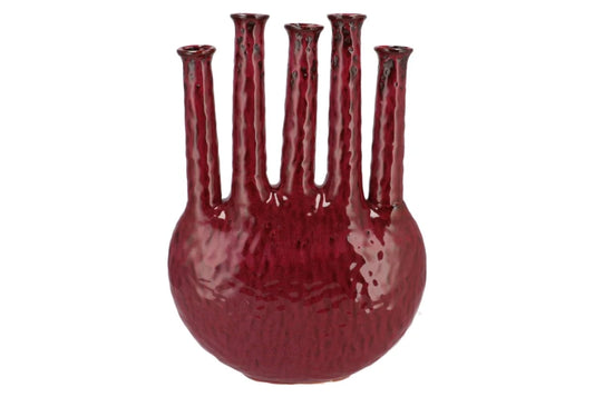 FÍ Woondecoratie | Inga Jahra Vase Oval Tube Active Glaze - ( Zwart of Rood) 34x15x47cm