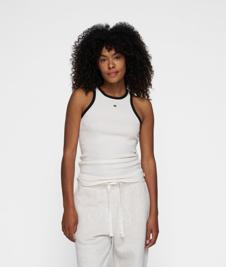 10Days | Tank Top Rib Contrast - Ecru (20-468-5201)