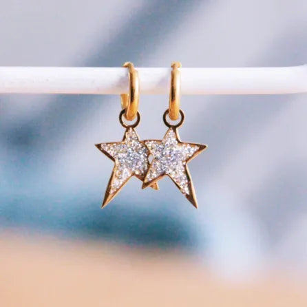 Bazou | RVS Creolen Met Rockstar - zilver/goud