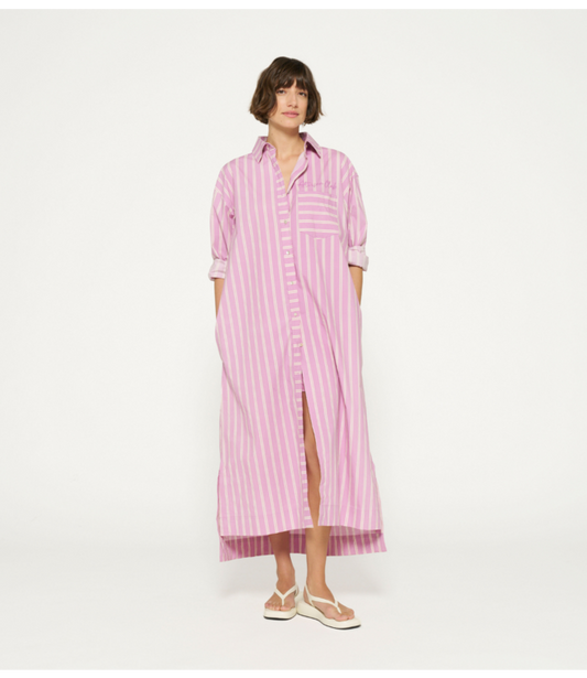 10Days | Jurk Maxi Shirt Dress Stripes Violet