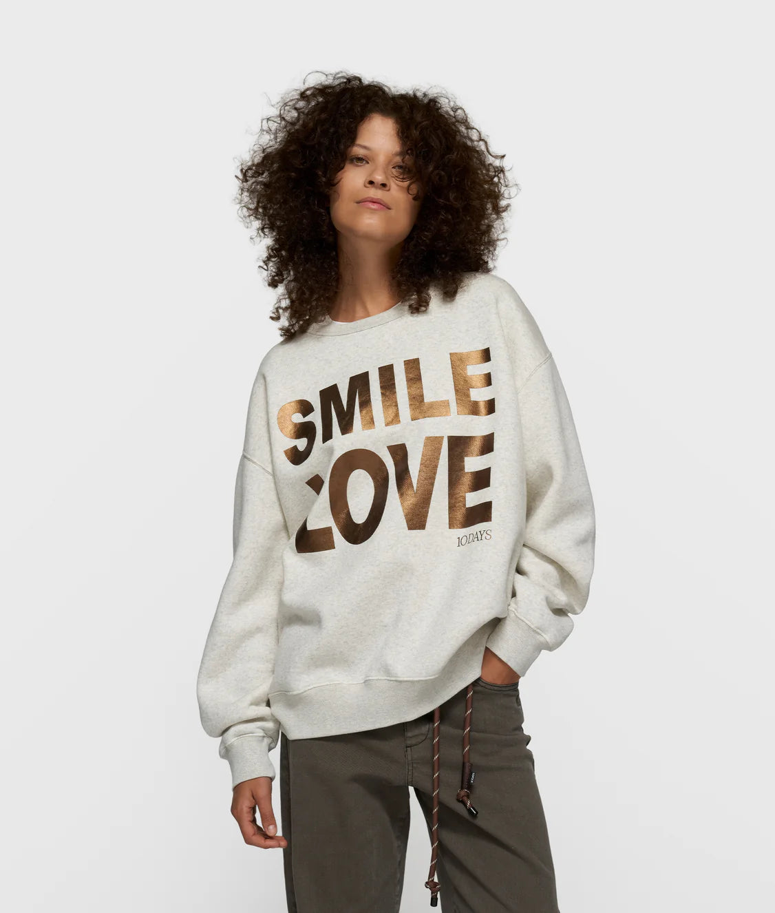 10Days | Statement Sweater Smile Love - Soft White Melee (20-811-6201)