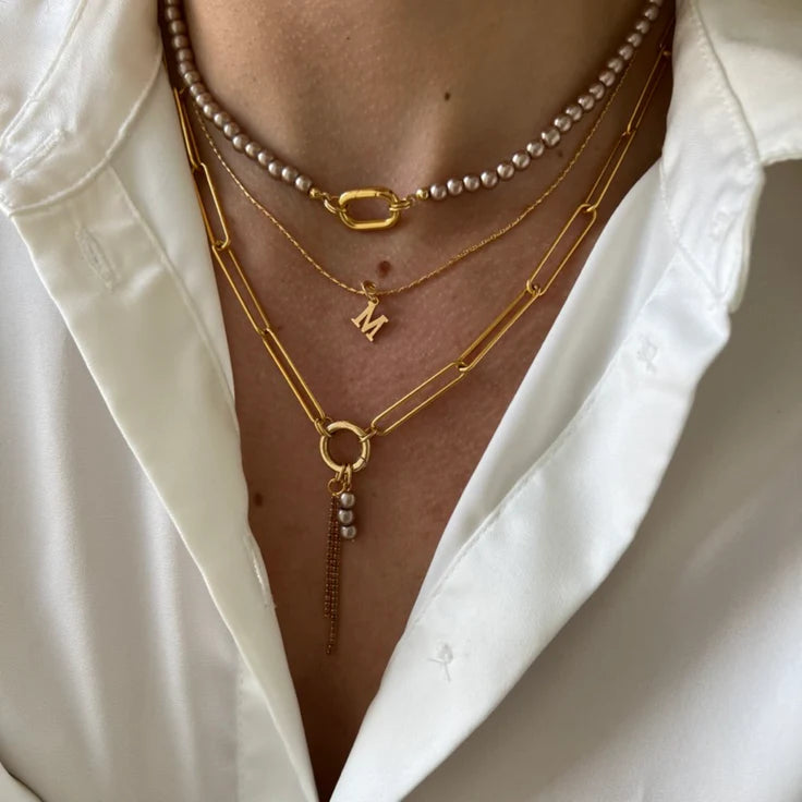 Choker Taupe Pearls Clasp