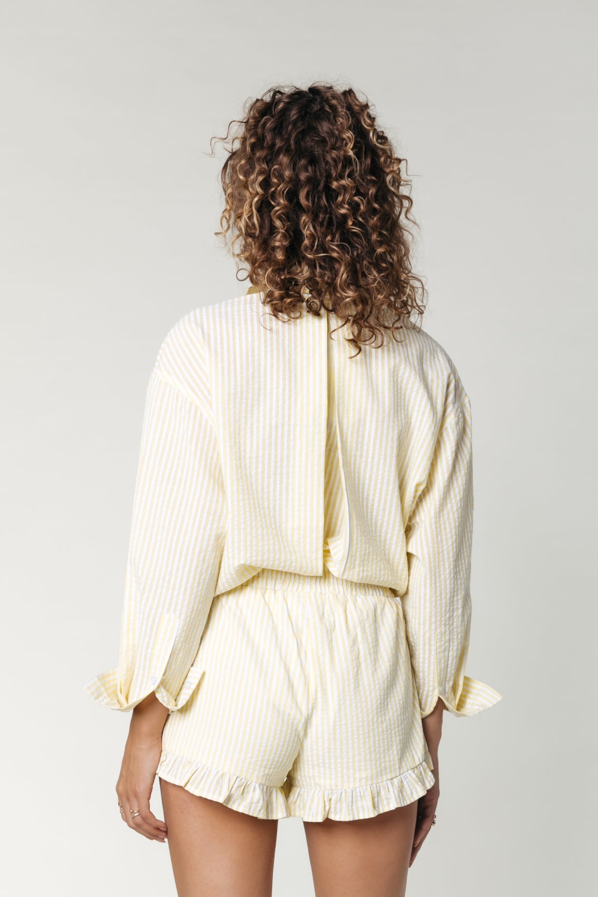 Colourful Rebel | Sensa Striped Ruffle Short - Yellow