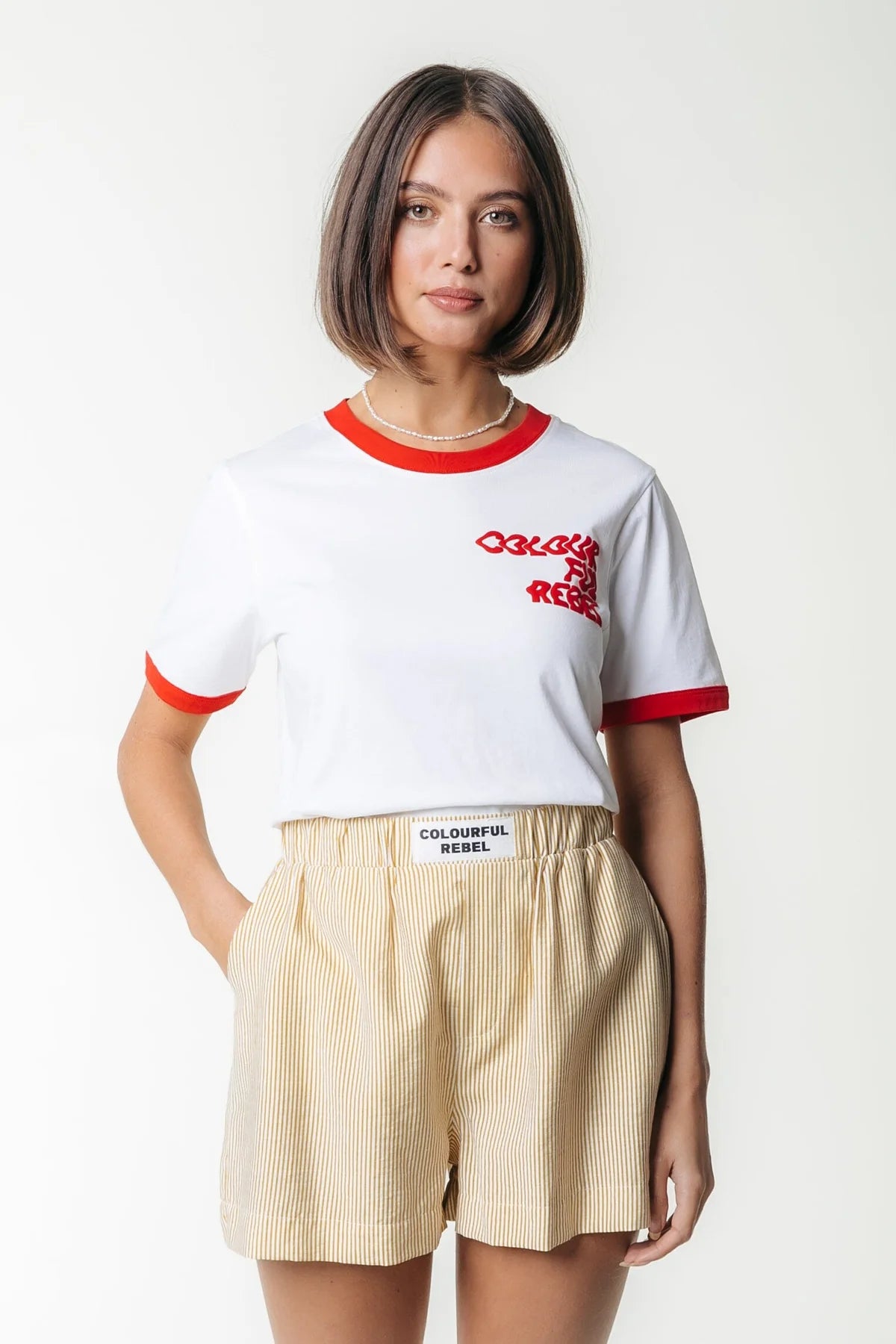 Colourful rebel | Logo Wave Ringer T-Shirt - Standard white (WT116879)