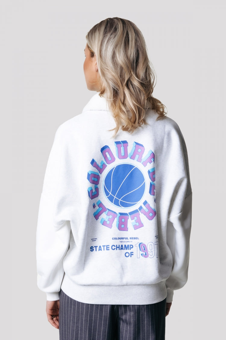 Colourful Rebel | State Champ Collar Drppd Sh Sweat - Light Grey Melange WS416307