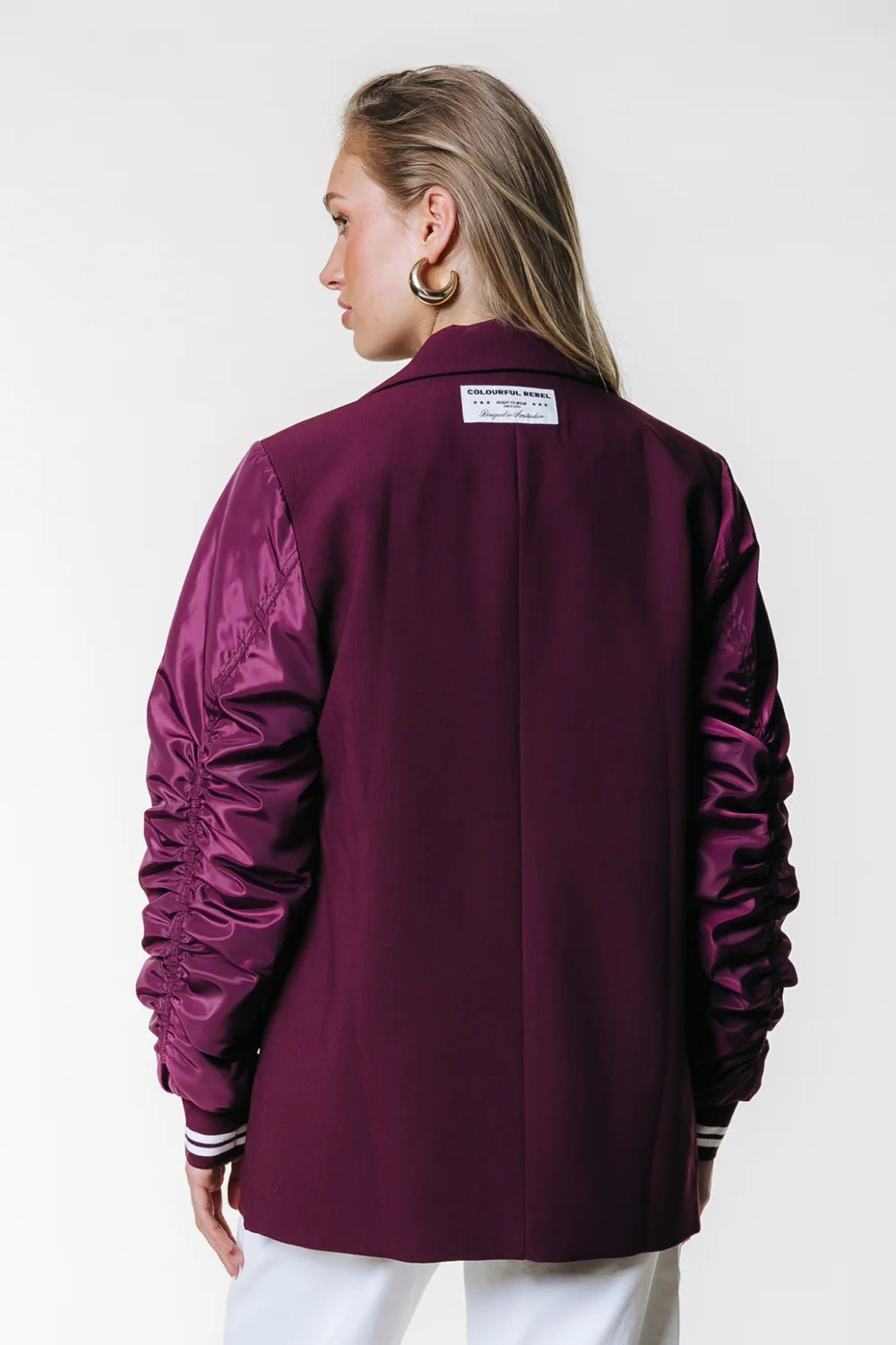 Colourful Rebel | Gemma Contrast Blazer - Merlot Red