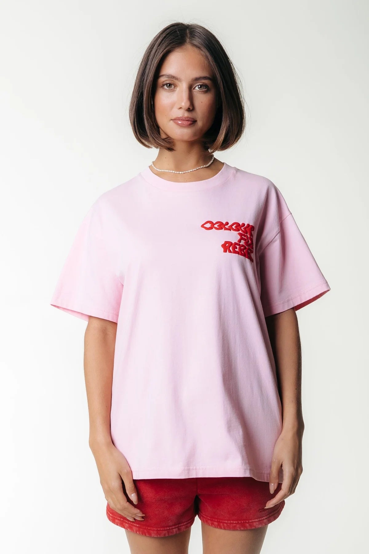 Colourful Rebel | Puff Logo T-Shirt - Fresh pink (WT116877)