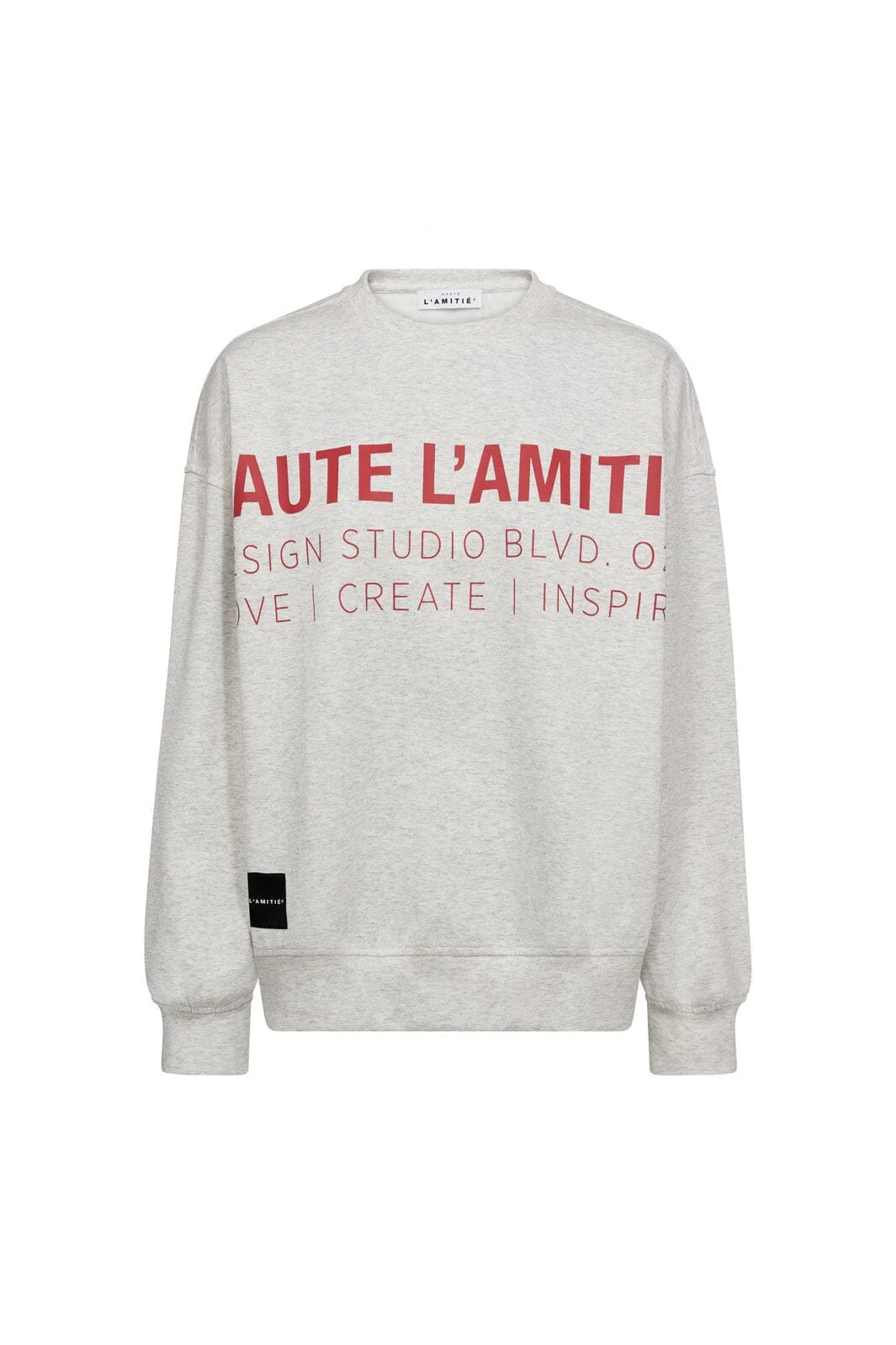 Haute L'Amitié | Studio Logo Sweat - Pearl Melange/ Red (HL10446)