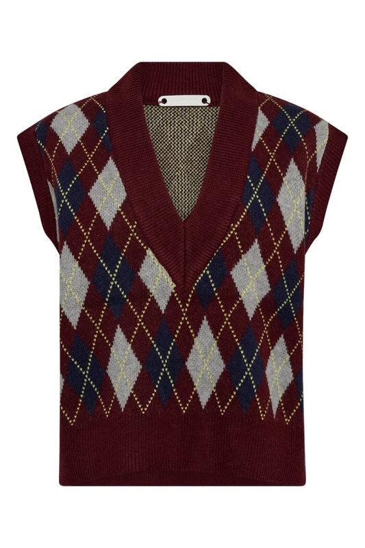 Co’Couture | Rowcc Check Vest  - Winered (32213)