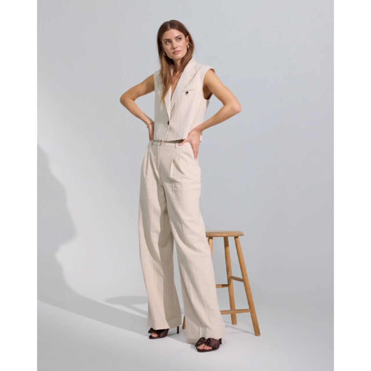 Co'Couture | LeenaCC Linen Vest - Bone (40030)