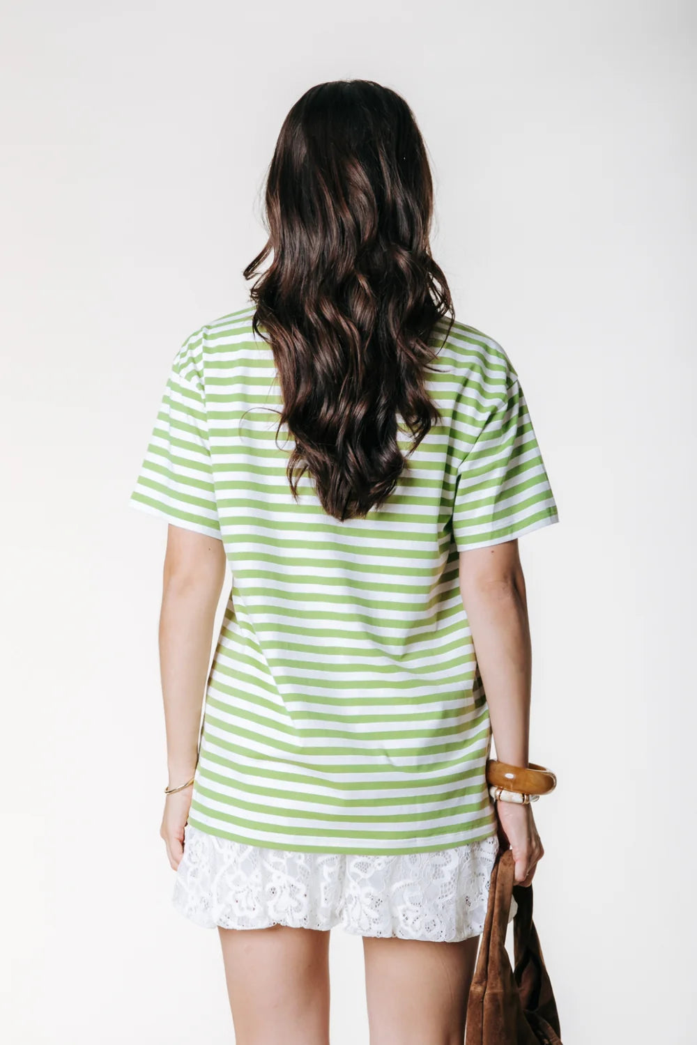 Colourful Rebel | Puff Logo Stripe Loosest Tee - Pickle Green (WT117805)