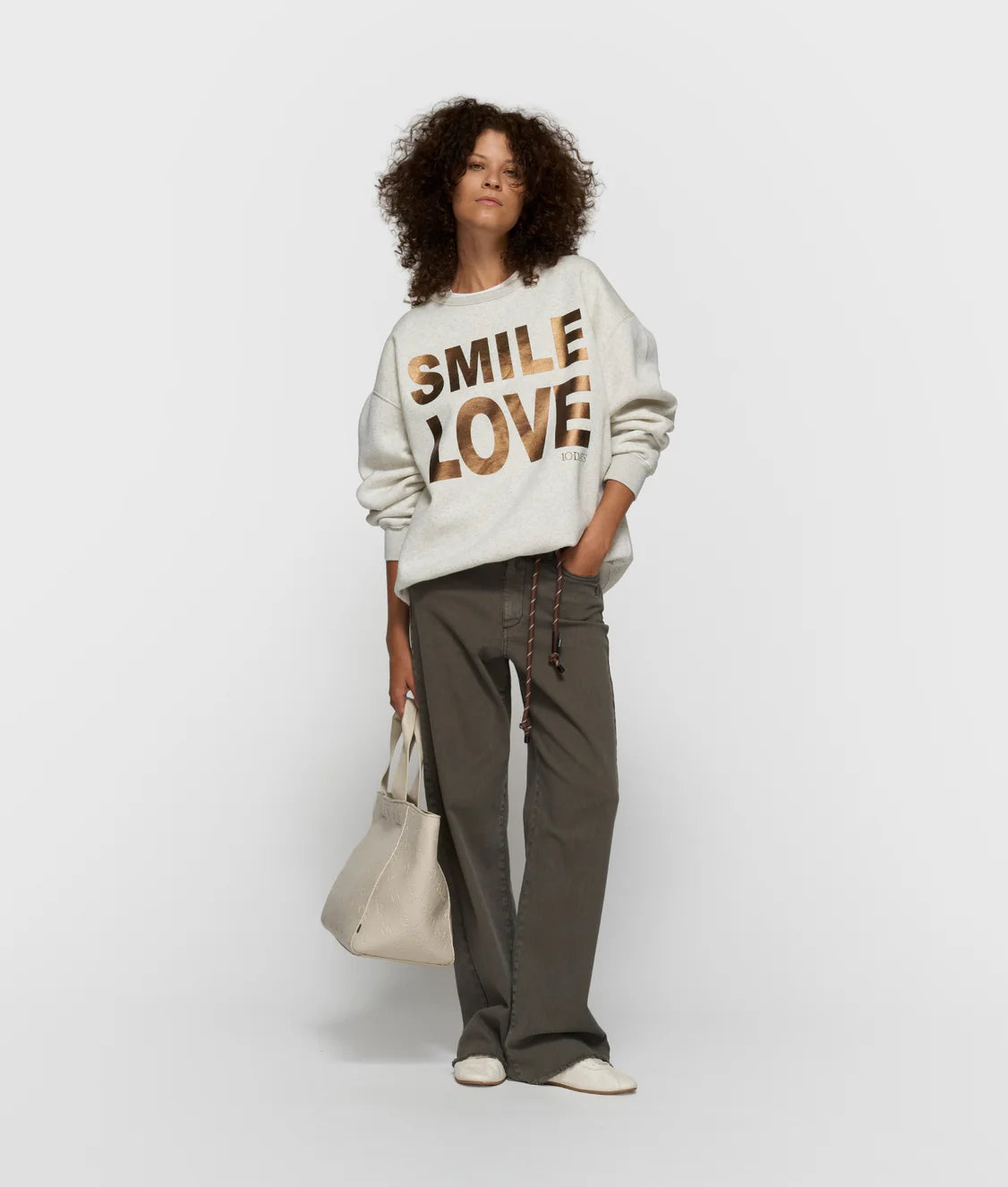 10Days | Statement Sweater Smile Love - Soft White Melee (20-811-6201)