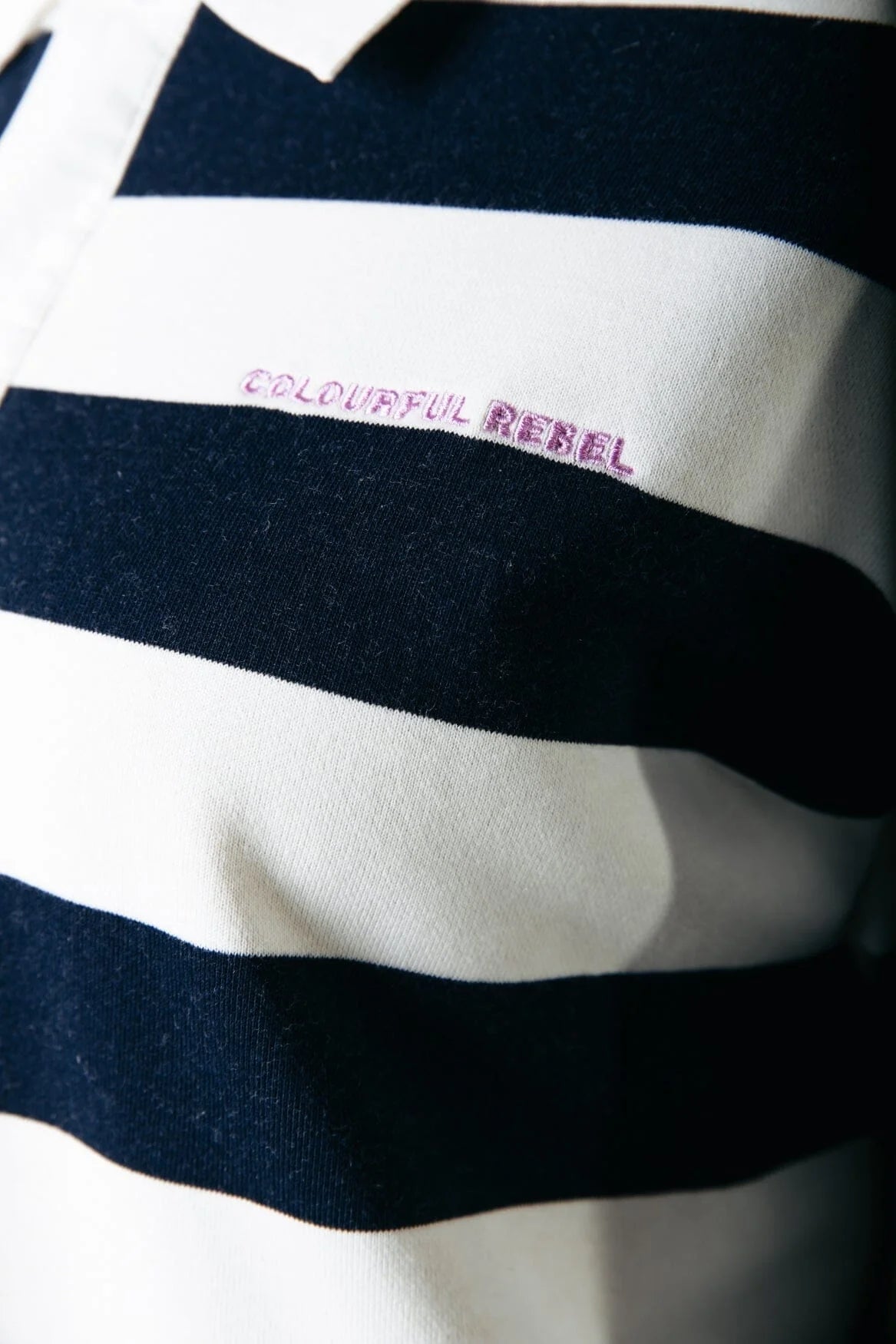 Colourful Rebel | Skyler Striped Boyfriend Polo - Navy