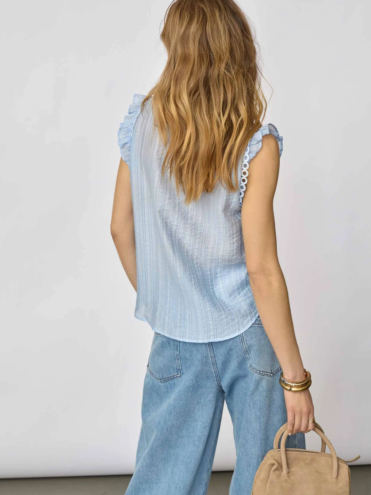 Co'Couture | ReggieCC Frill Top - Pale Blue (45120)