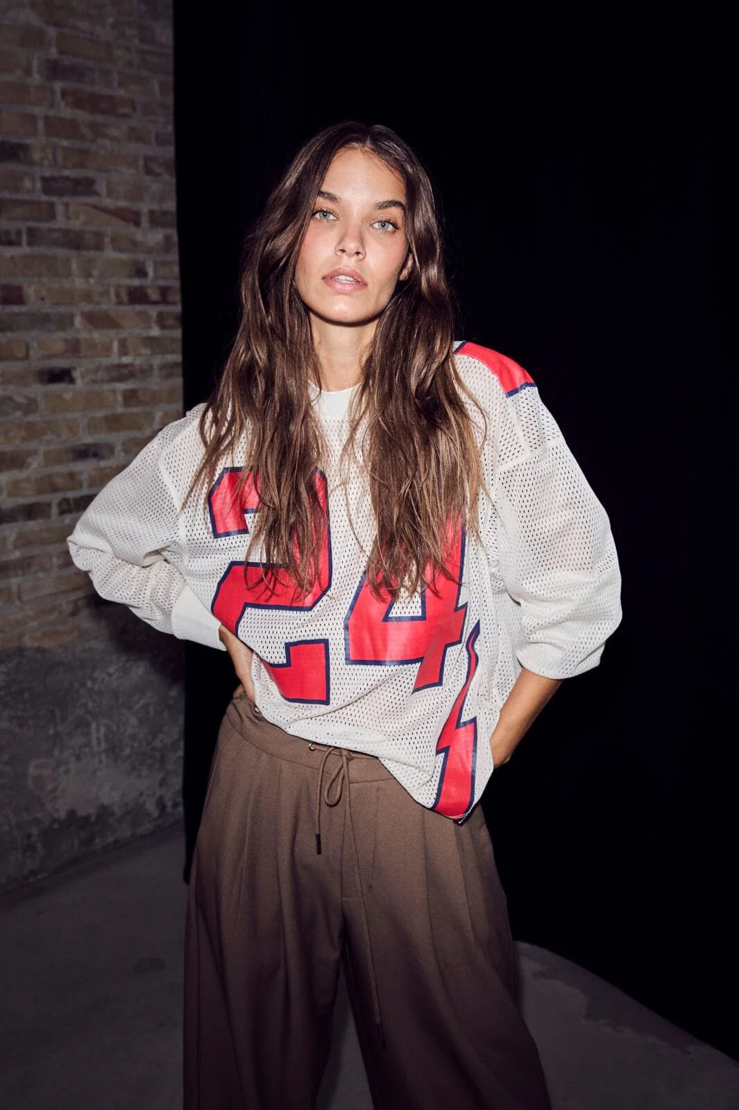 Haute L'Amitié | American Football Ls Tee - Pearl/Red (HL10049)