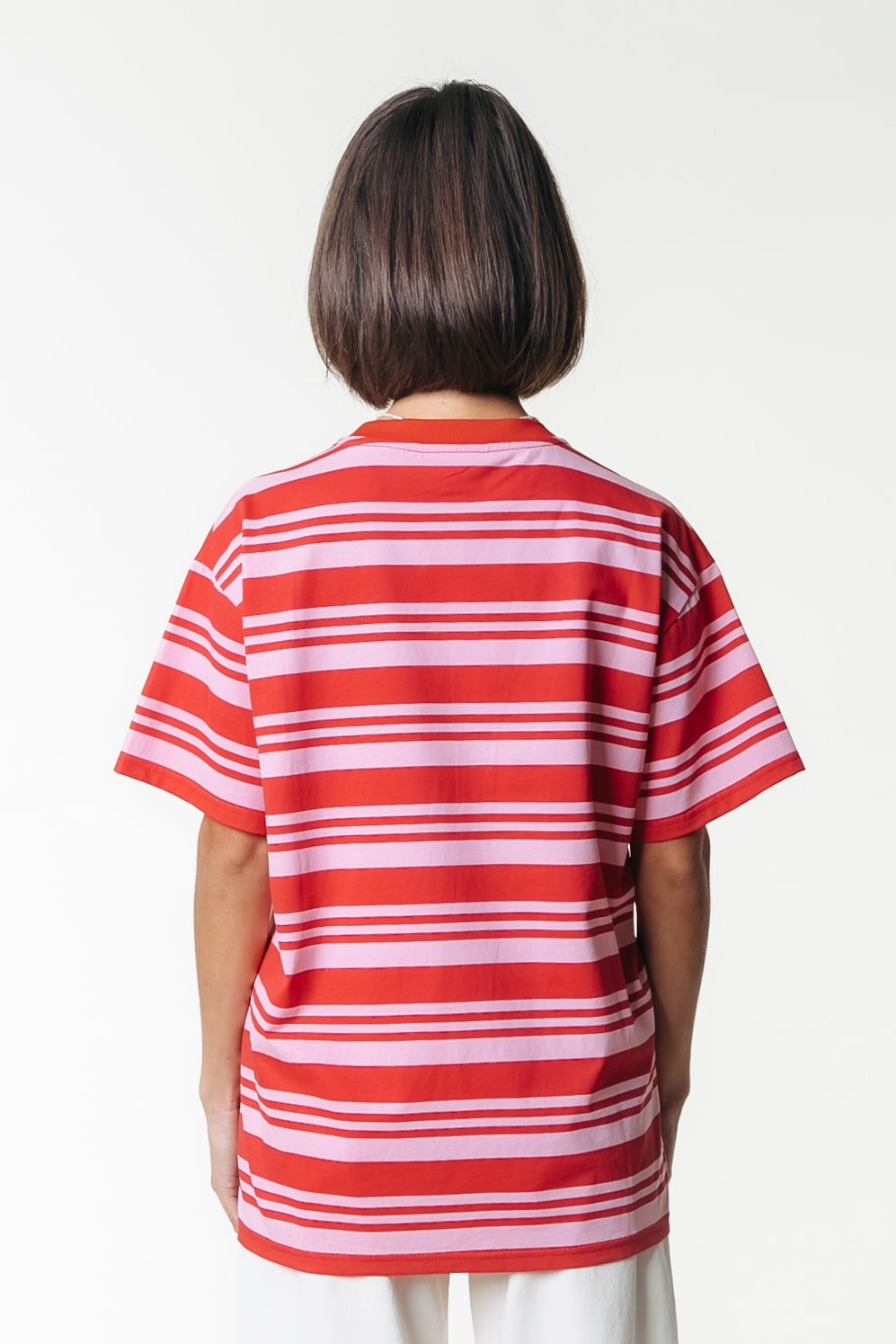 Colourful Rebel | Puff Logo Stripe Loosefit Tee - Pink (WT116878)