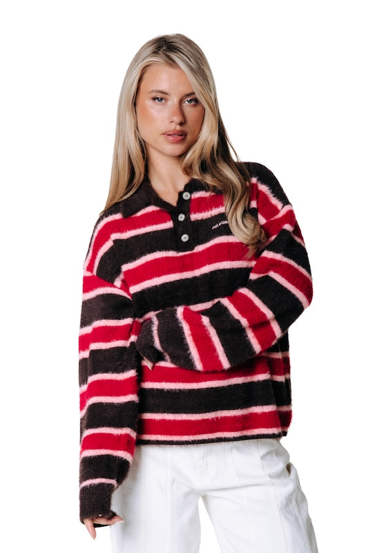Colourful Rebel | Bobbi Stripe Knitted Polo Longsleeve